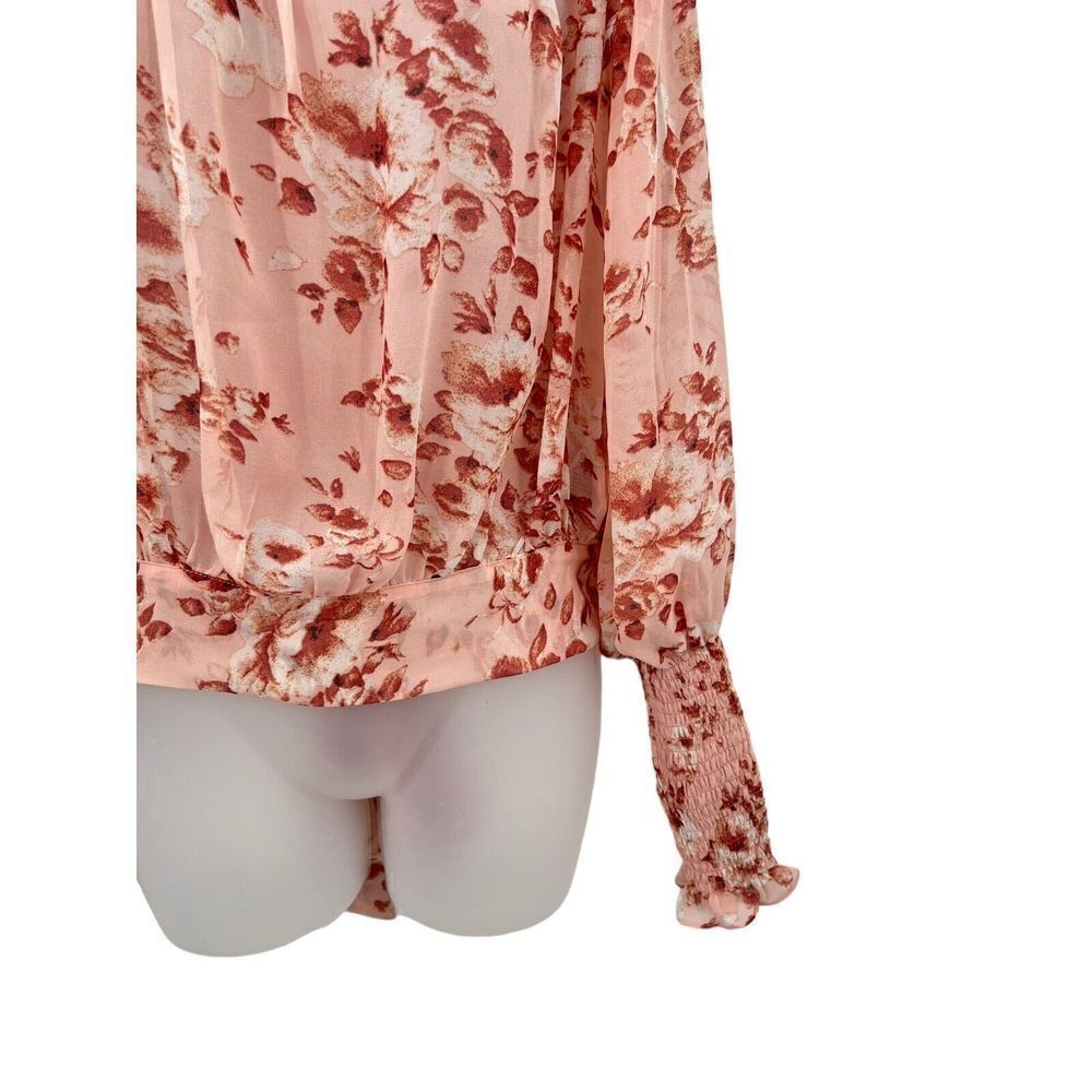 Bardot Remi Blouse Women's Small Long Sleeve Floral Sheer Tie Waist Long Sleeve - Picture 3 of 16